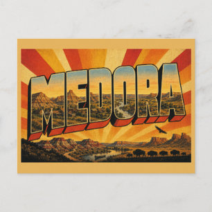 Postal Arte de Medora North Dakota Badlands River Prairie