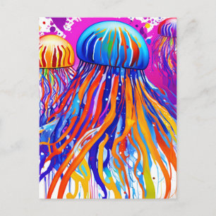 Postal Arte de medusas vibrantes