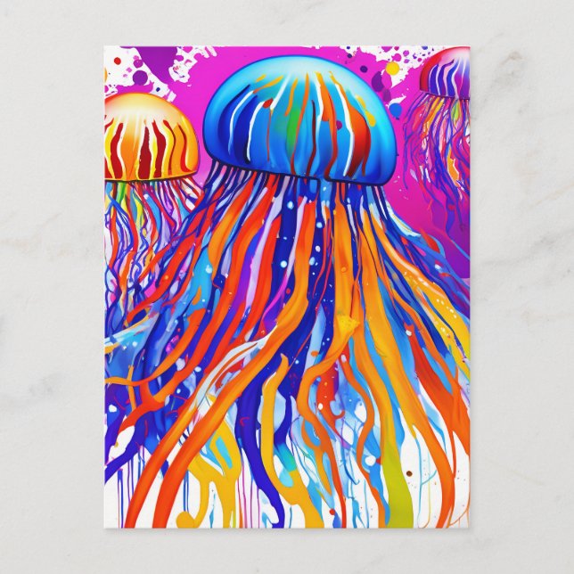 Postal Arte de medusas vibrantes (Anverso)