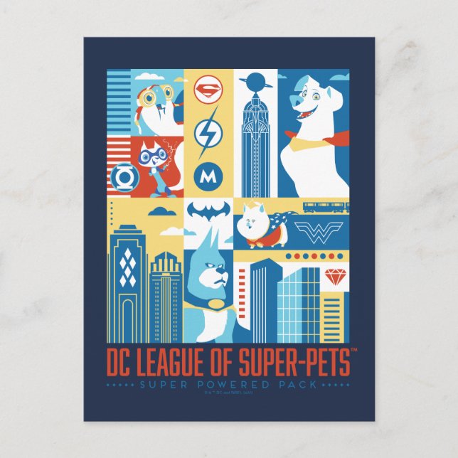 Postal Arte de Metropolis Art Deco con Super Poderes (Anverso)