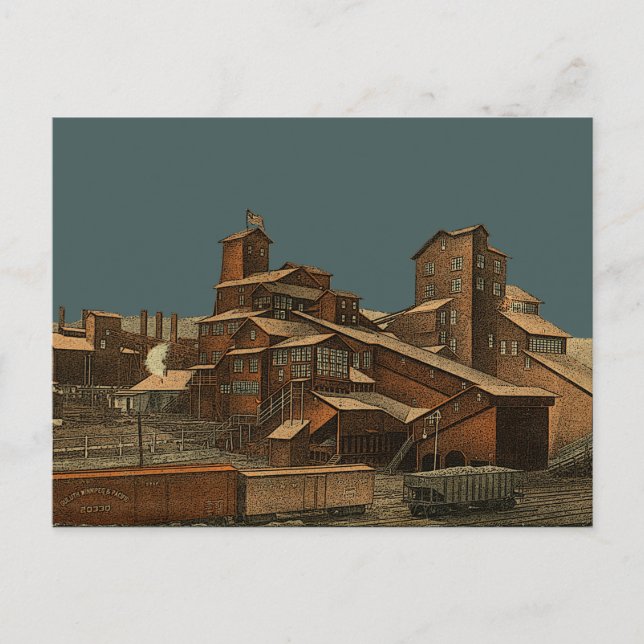 Postal Arte de minería de carbón de carbón de antracita d (Anverso)