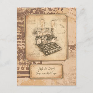 Postal Arte de moda antiguo vintage, regalo de autor/escr