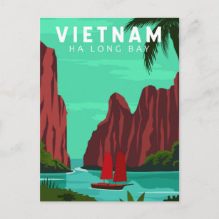 Postal Arte de moda de viaje de Ha Long Bay Vietnam