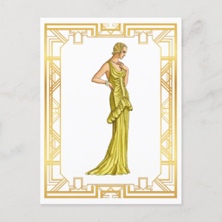 Postal Arte de moda Gold Hollywood de los años 30