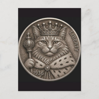 Postal Arte de moneda real gato rey de níquel vagabundo 1