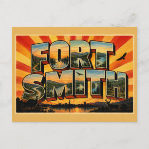 Postal Arte de montaña del valle del río Fort Smith Arkan