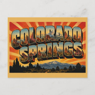Postal Arte de Montaña Roja de Colorado Springs