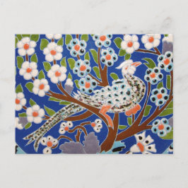 Postal Arte de mosaico de pavo real floral