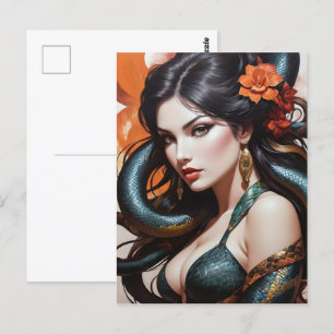 Postal Arte de mujer serpiente