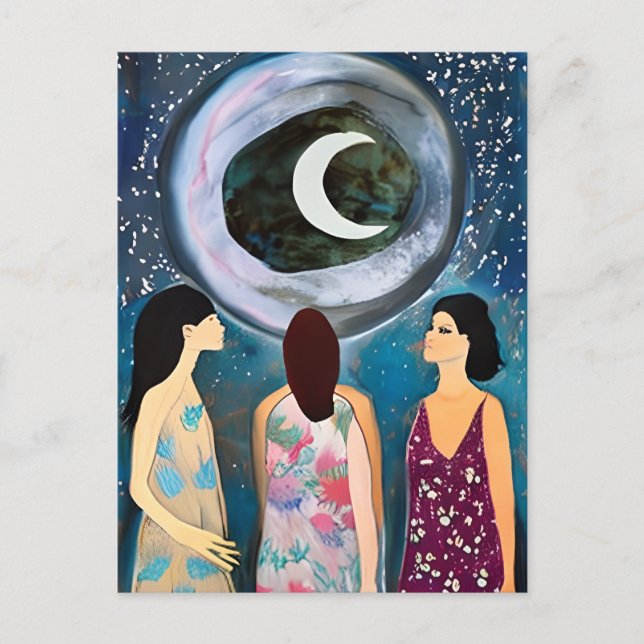 Postal Arte de Mujeres Bendecidas por la Luna (Anverso)