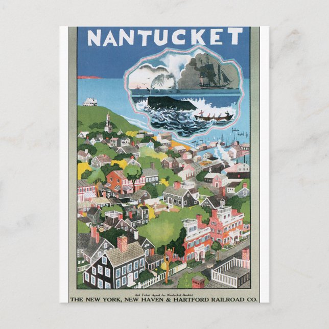 Postal Arte de Nantucket Vintage Travel Poster (Anverso)