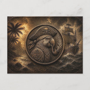 Postal Arte de níquel vagabundo loro pirata