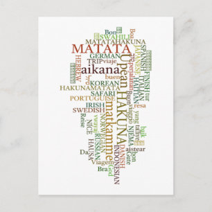 Postal Arte de nube de palabras global Hakuna Matata mult