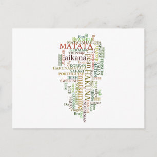 Postal Arte de nube de palabras global Hakuna Matata mult