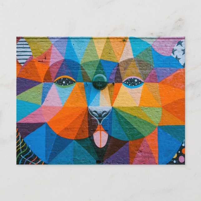 Postal Arte de oso urbano Arte urbano Mural del oso mural (Anverso)