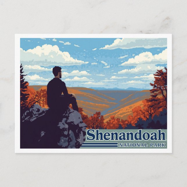 Postal Arte de otoño en Shenandoah Skyline Drive (Anverso)