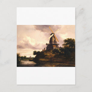 Postal Arte de paisaje con un molino de viento