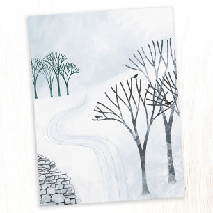 Postal Arte de paisaje de nieve de invierno