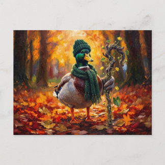 Postal Arte de paisaje de pato otoñal Cottagecore