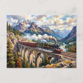 Postal Arte de paisaje escénico del tren de vapor del via