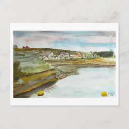 Postal Arte de paisaje marino costero de Bude Cornwall