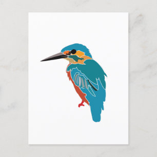 Postal Arte de pájaro martín pescador