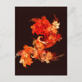 Postal Arte de pájaros de fuego bailando moderno fractal 