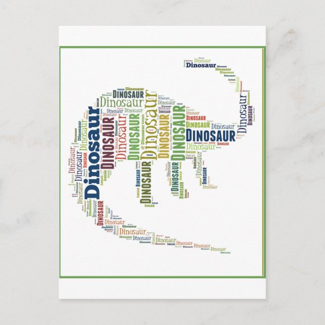 Postal Arte de palabras de Dinosaur (Anverso)