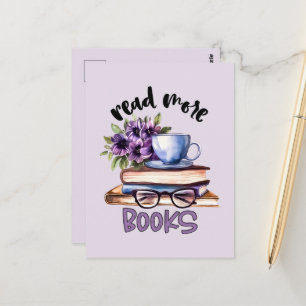 Postal Arte de palabras de libros de lectura lindos