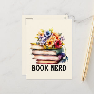Postal Arte de palabras divertidas para nerds de libros 