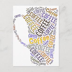 Postal Arte de Palabras en Taza de Café