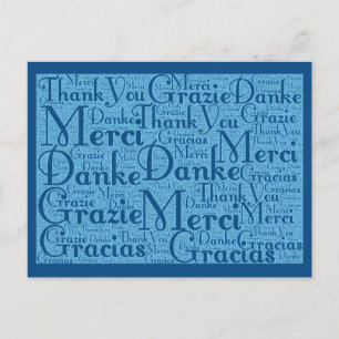 Postal Arte de Palabras: Gracias en Múltiples Idiomas - A