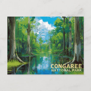 Postal Arte de pantano del Parque Nacional Congaree