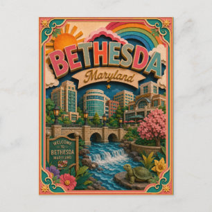Postal Arte de papel de Bethesda Maryland PopCut Estados