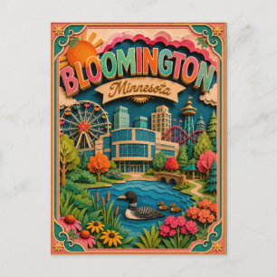 Postal Arte de papel de Bloomington Minnesota PopCut Stat