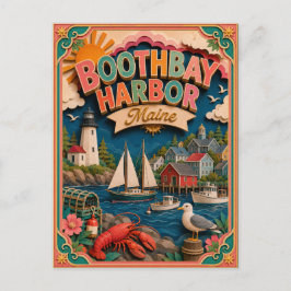 Postal Arte de papel de Boothbay Harbor Maine PopCut Esta