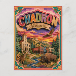 Postal Arte de papel de Chadron Nebraska PopCut Estados
