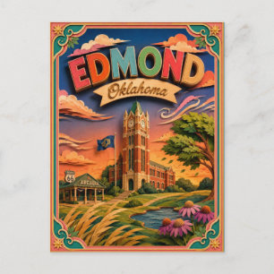 Postal Arte de papel de Edmond Oklahoma PopCut Estados