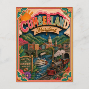 Postal Arte de papel de Estados PopCut Cumberland Marylan