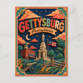 Postal Arte de papel de Estados PopCut Gettysburg Pennsyl
