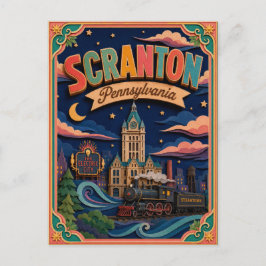 Postal Arte de papel de Estados PopCut Scranton Pennsylva