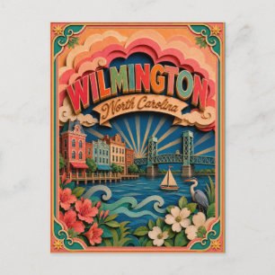 Postal Arte de papel de Estados PopCut Wilmington Carolin