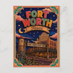 Postal Arte de papel de Fort Worth Texas PopCut