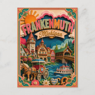 Postal Arte de papel de Frankenmuth Michigan PopCut Estad