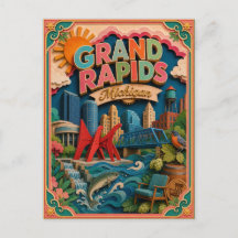 Arte de papel de Grand Rapids Michigan PopCut Stat