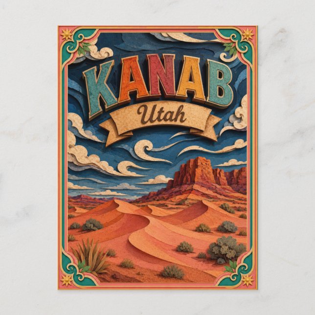 Postal Arte de papel de Kanab Utah PopCut (Anverso)