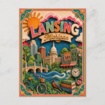 Arte de papel de Lansing Michigan PopCut Estados