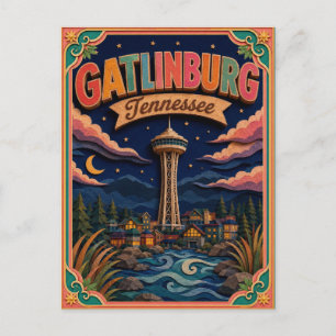 Postal Arte de papel de los estados PopCut Gatlinburg Ten
