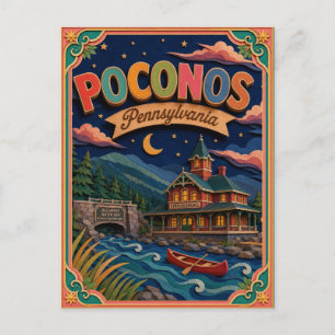 Postal Arte de papel de Poconos Pennsylvania PopCut Estad