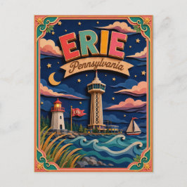 Postal Arte de papel de PopCut Estados Erie Pennsylvania